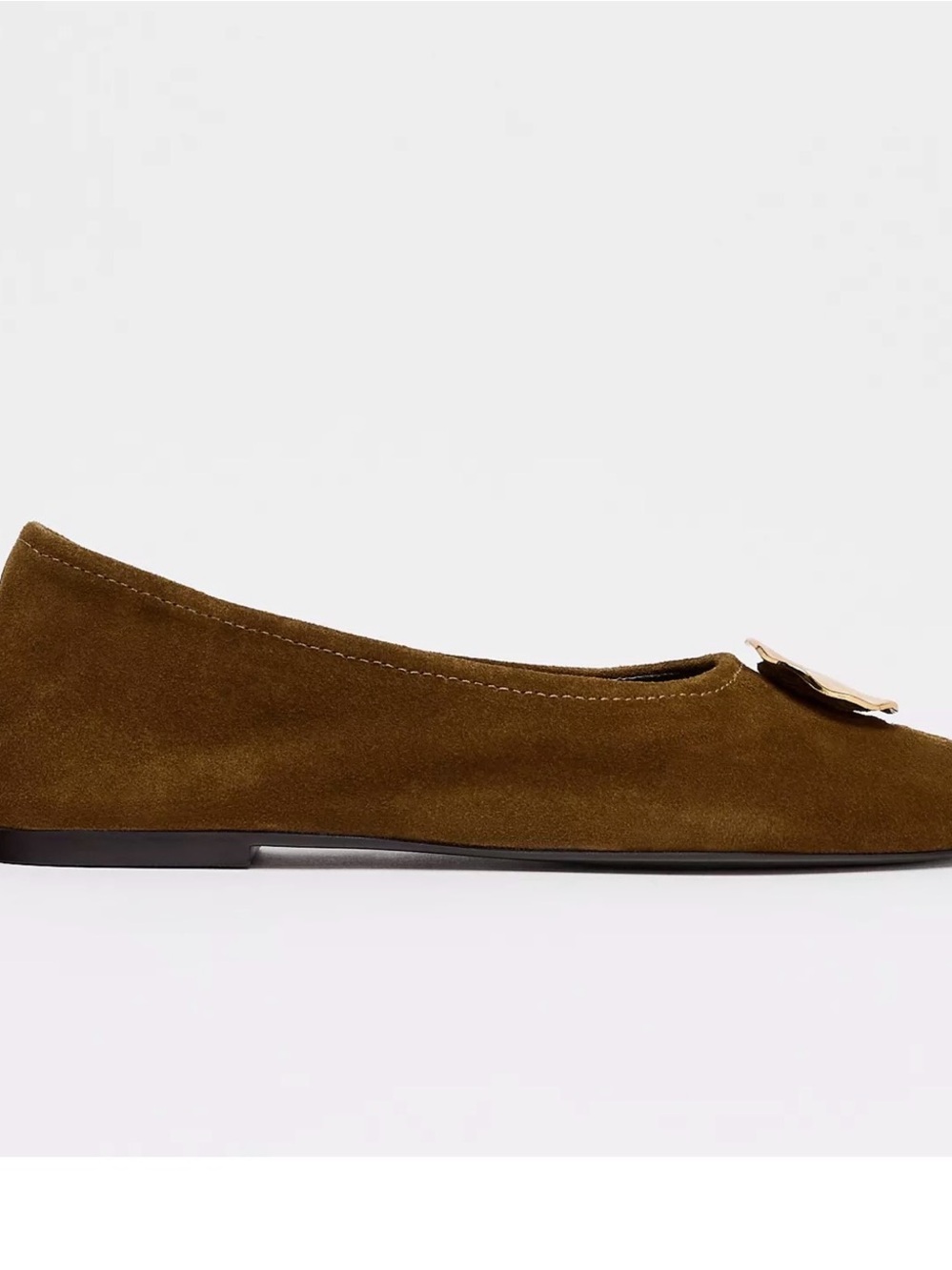 Zara leather & Suede Ballet Flats with Gold detail - Picture 10 of 10